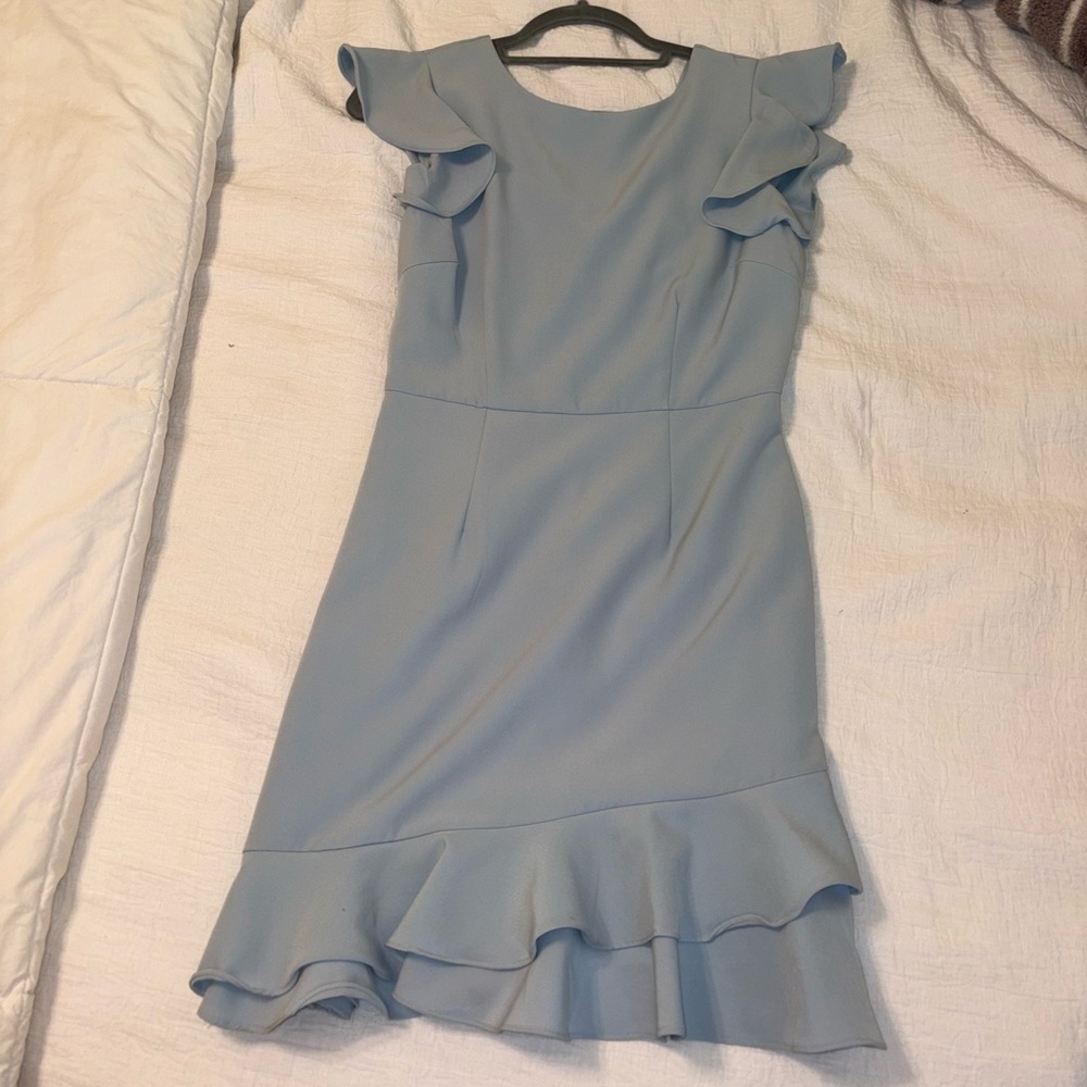 Blue Ruffle Sleeve Dress